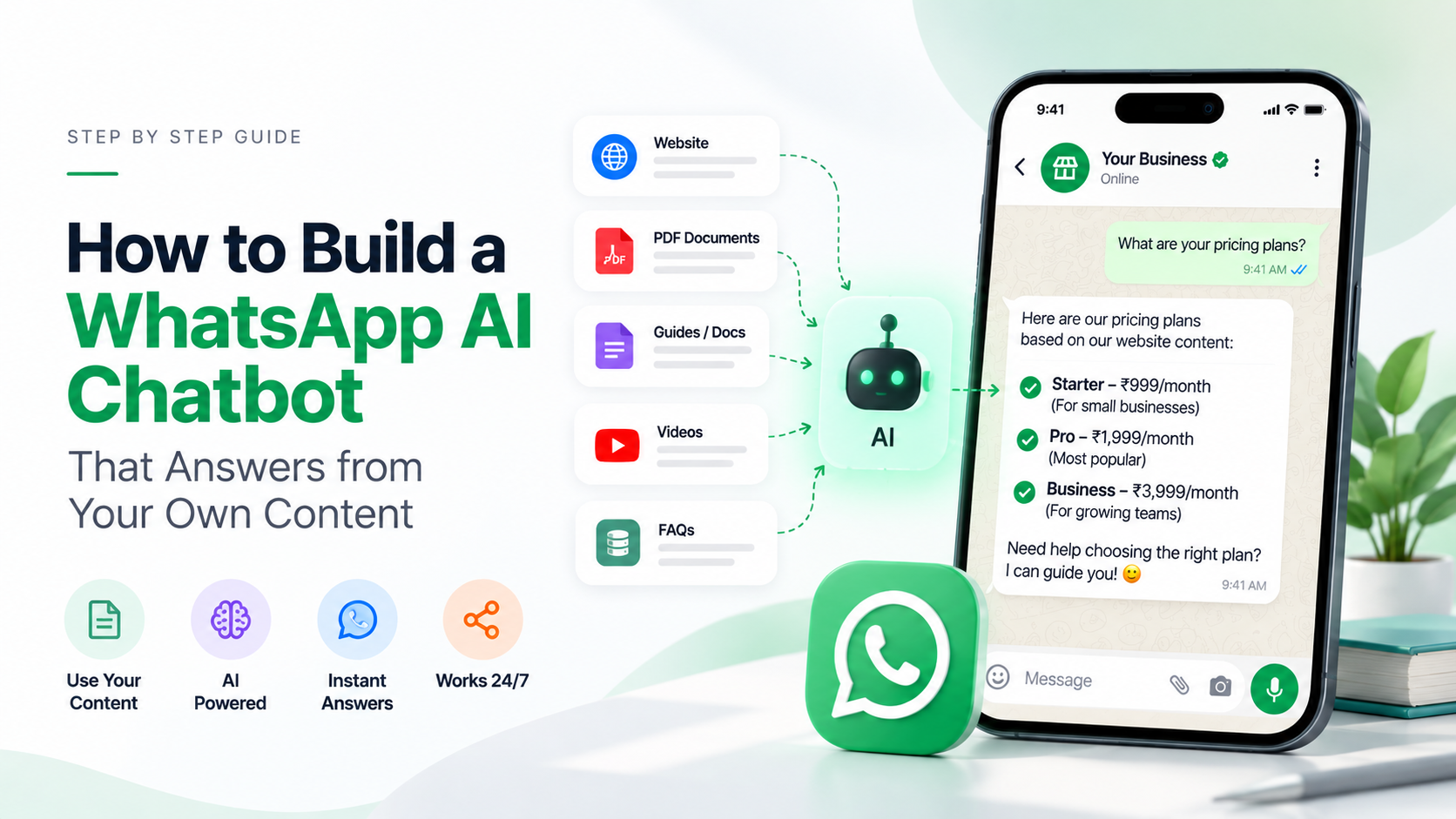 How to build a WhatsApp AI chatbot that answers from your own content